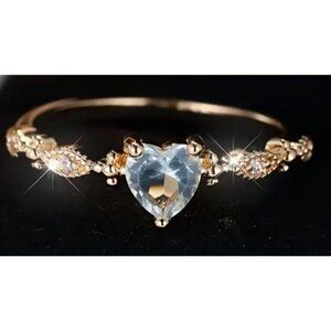 Heart Shape Natural Aquamarine Engagement Ring set in Rose Gold